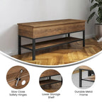 Banc de rangement avec abattant supérieur et étagère inférieure