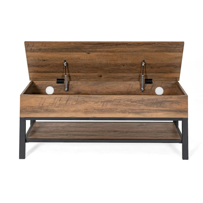 Banc de rangement avec abattant supérieur et étagère inférieure