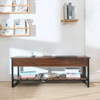 Banc de rangement en bois avec compartiment à couvercle relevable et étagère à chaussures