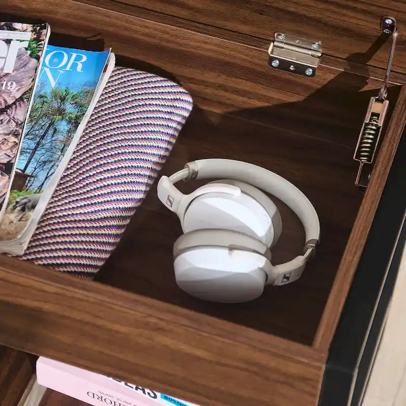 Banc de rangement en bois avec compartiment à couvercle relevable et étagère à chaussures
