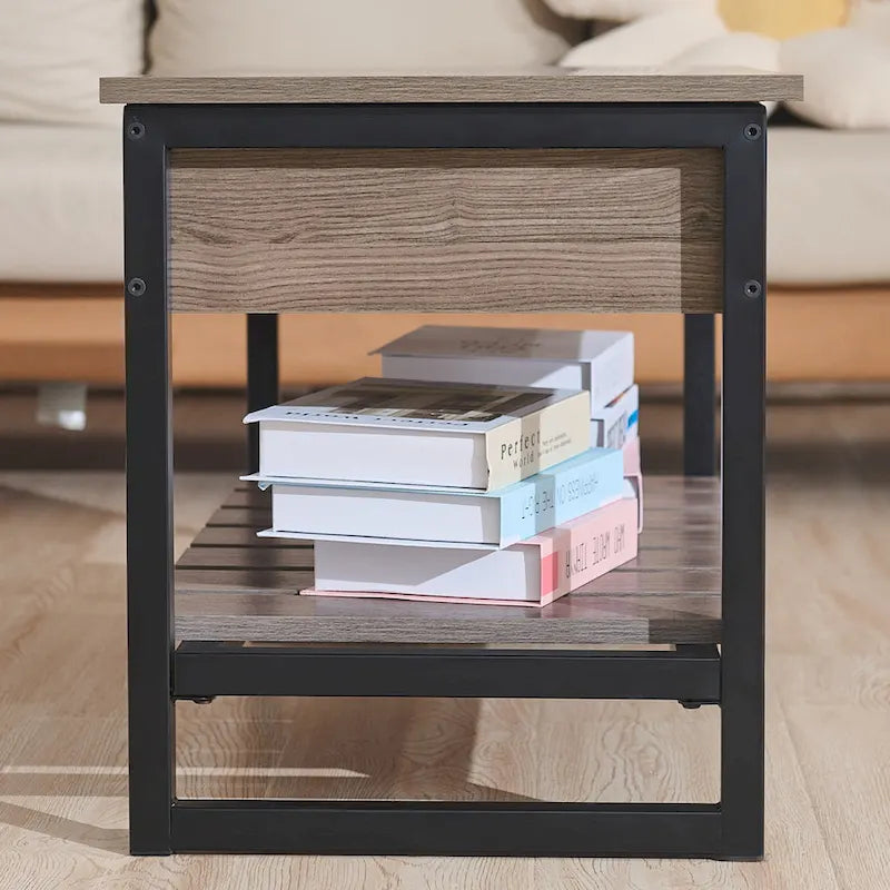 Banc de rangement en bois avec compartiment à couvercle relevable et étagère à chaussures