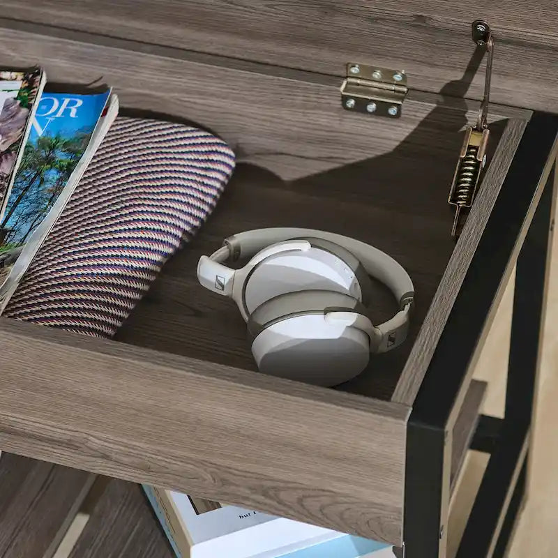 Banc de rangement en bois avec compartiment à couvercle relevable et étagère à chaussures