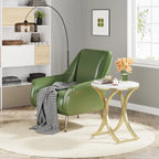 Table d'appoint ronde avec plateau aspect marbre et structure en métal