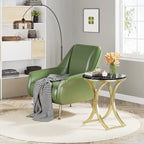 Table d'appoint ronde avec plateau aspect marbre et structure en métal