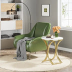 Table d'appoint ronde avec plateau aspect marbre et structure en métal