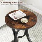 Table d'appoint ronde avec plateau aspect marbre et structure en métal