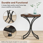 Table d'appoint ronde avec plateau aspect marbre et structure en métal