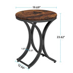 Table d'appoint ronde avec plateau aspect marbre et structure en métal