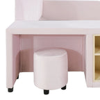 Lit plateforme tapissé en velours pleine grandeur avec bureau pour enfants