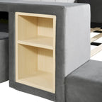 Lit plateforme tapissé en velours pleine grandeur avec bureau pour enfants
