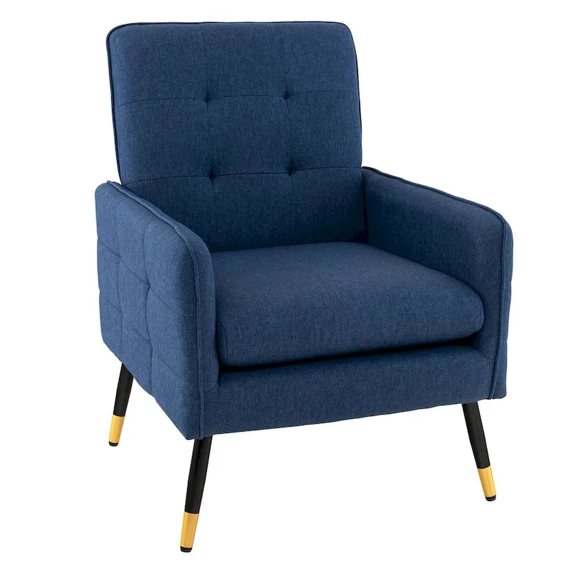 Fauteuil d'appoint rembourré avec dossier capitonné et pieds en métal