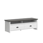 Meuble TV de 50 pouces avec tiroirs de rangement – Blanc vieilli