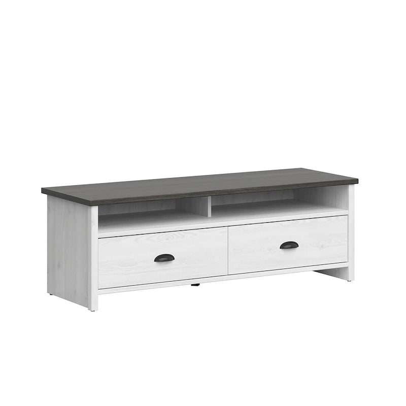 Meuble TV de 50 pouces avec tiroirs de rangement – Blanc vieilli