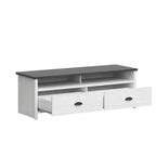 Meuble TV de 50 pouces avec tiroirs de rangement – Blanc vieilli