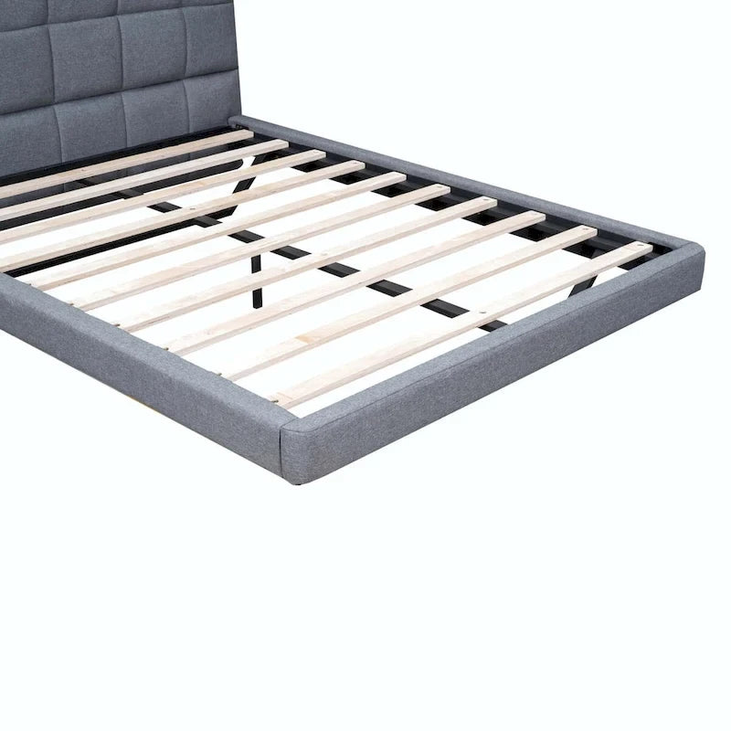 Lit plateforme rembourré pleine grandeur avec lumières DEL et ports de chargement USB