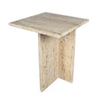 Table d'appoint à plateau en marbre – Base en T, pierre naturelle, hauteur 47 cm