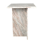 Table d'appoint à plateau en marbre – Base en T, pierre naturelle, hauteur 47 cm
