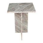 Table d'appoint à plateau en marbre – Base en T, pierre naturelle, hauteur 47 cm