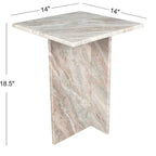 Table d'appoint à plateau en marbre – Base en T, pierre naturelle, hauteur 47 cm