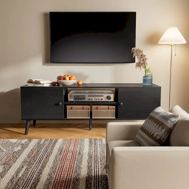 Meuble TV avec placards de rangement pour téléviseurs de 55 à 60 pouces