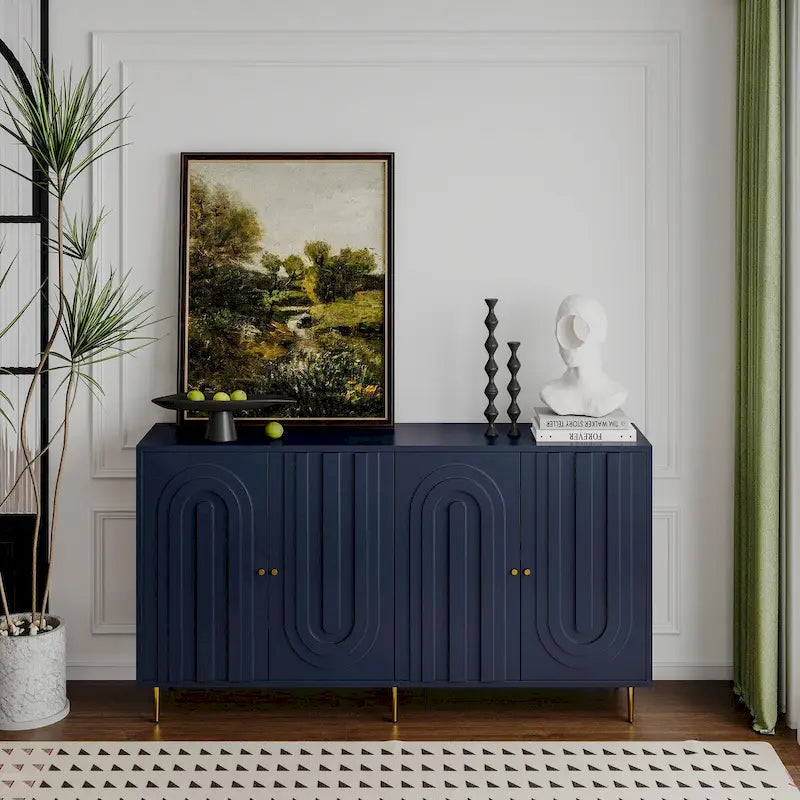 Armoire de rangement en bois à 4 portes avec étagères réglables