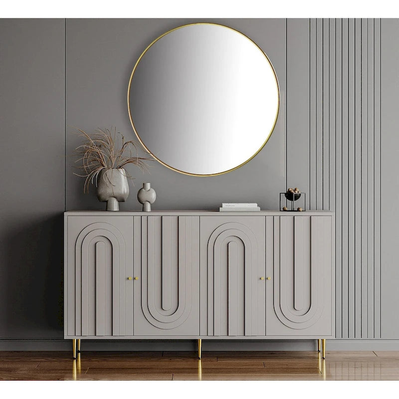 Armoire de rangement en bois à 4 portes avec étagères réglables
