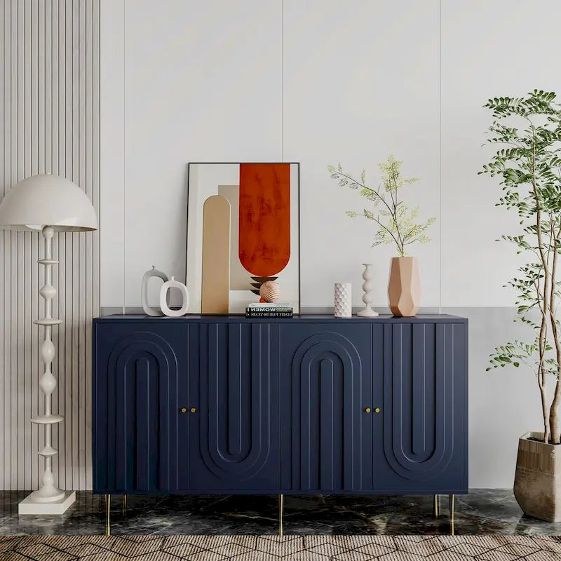 Armoire de rangement en bois à 4 portes avec étagères réglables