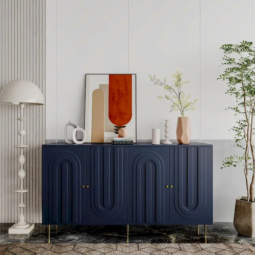 Armoire de rangement en bois à 4 portes avec étagères réglables