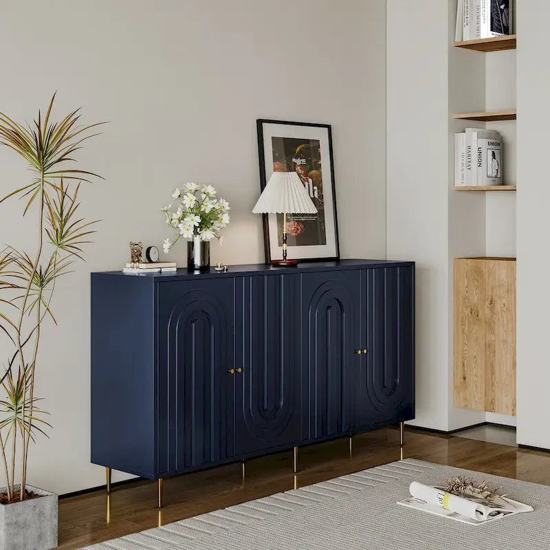 Armoire de rangement en bois à 4 portes avec étagères réglables