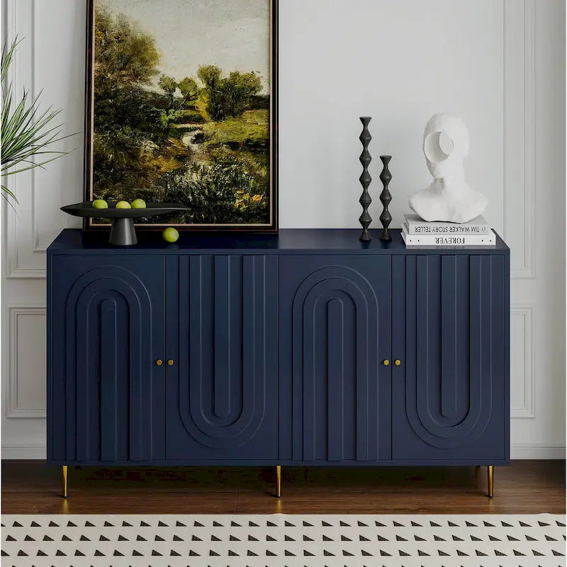 Armoire de rangement en bois à 4 portes avec étagères réglables