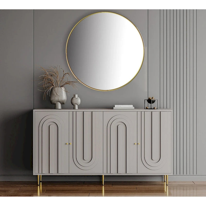 Armoire de rangement en bois à 4 portes avec étagères réglables