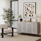 Armoire de rangement en bois à 4 portes avec étagères réglables