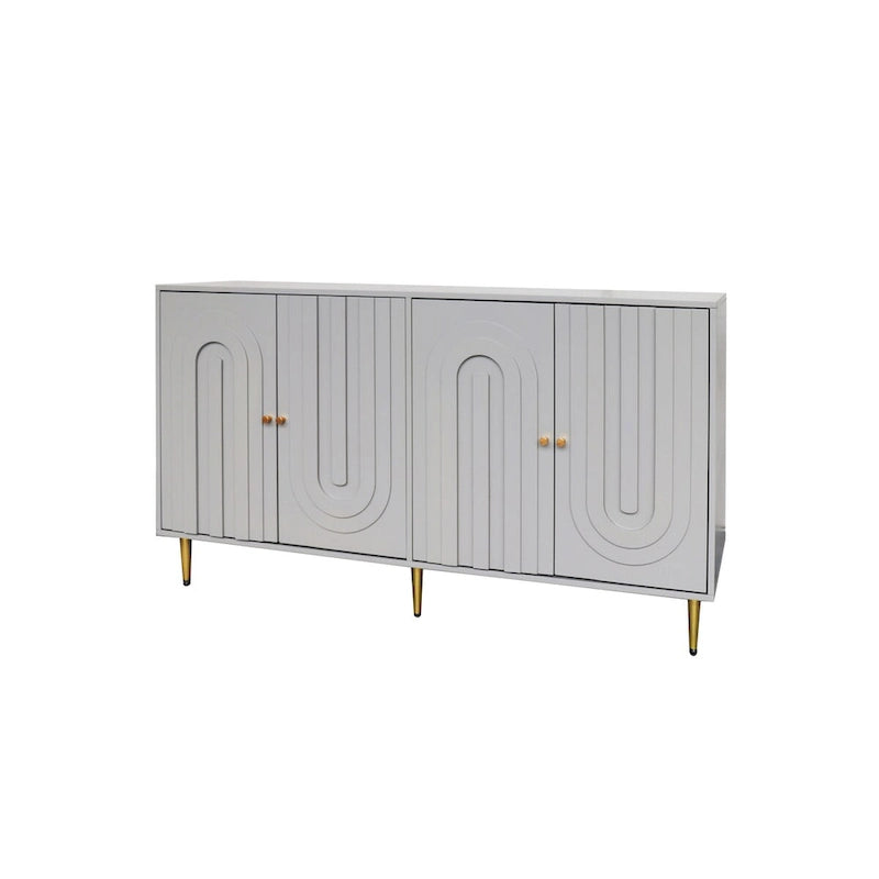 Armoire de rangement en bois à 4 portes avec étagères réglables