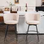 Lot de 2 tabourets de bar pivotants rembourrés avec dossier haut et pieds en métal
