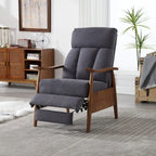 Fauteuil inclinable en tissu avec repose-pieds et pieds en bois
