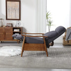 Fauteuil inclinable en tissu avec repose-pieds et pieds en bois