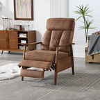 Fauteuil inclinable en tissu avec repose-pieds et pieds en bois