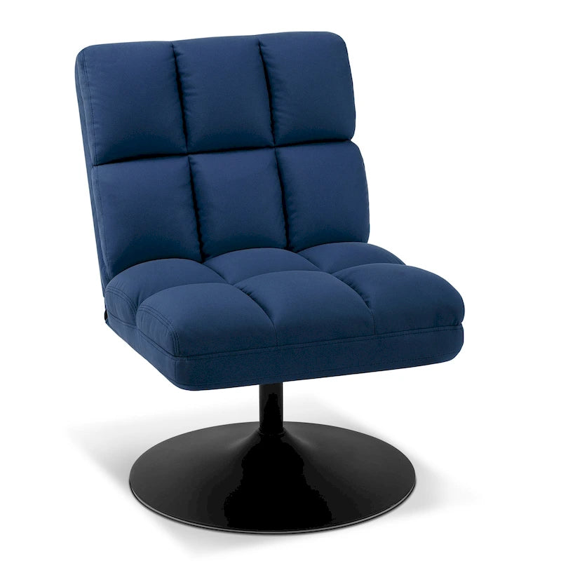 Fauteuil d'appoint pivotant à 360°, fauteuil de salon sans accoudoirs rembourré en tissu Leathaire, structure en acier