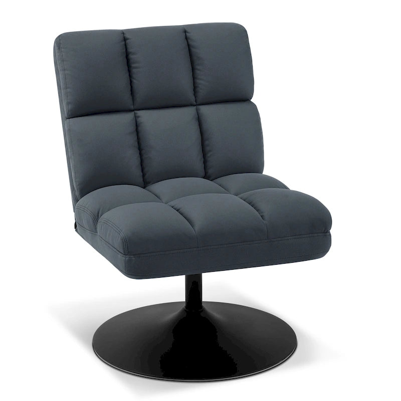 Fauteuil d'appoint pivotant à 360°, fauteuil de salon sans accoudoirs rembourré en tissu Leathaire, structure en acier