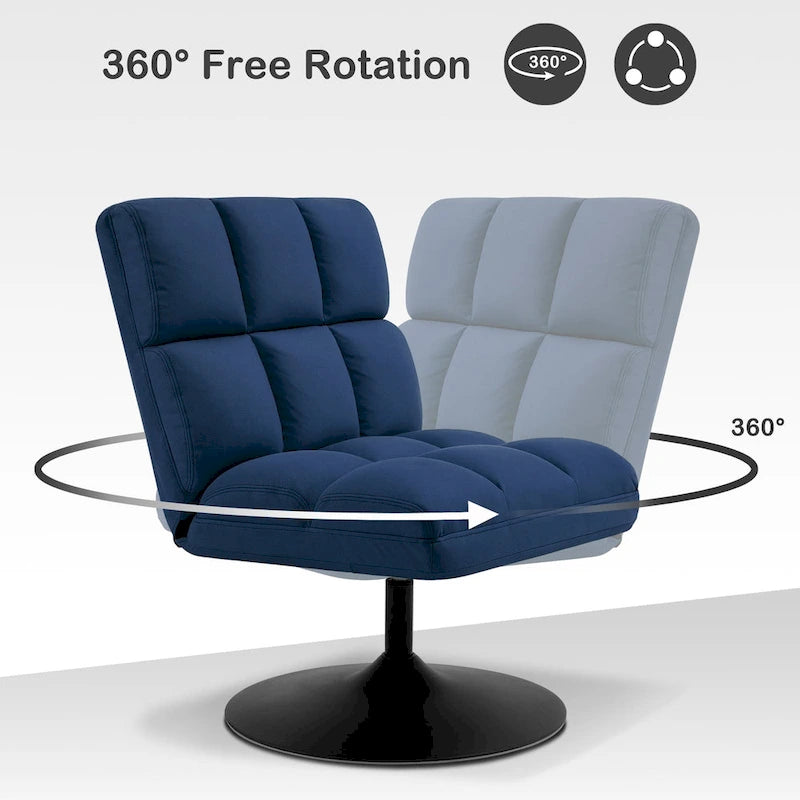 Fauteuil d'appoint pivotant à 360°, fauteuil de salon sans accoudoirs rembourré en tissu Leathaire, structure en acier