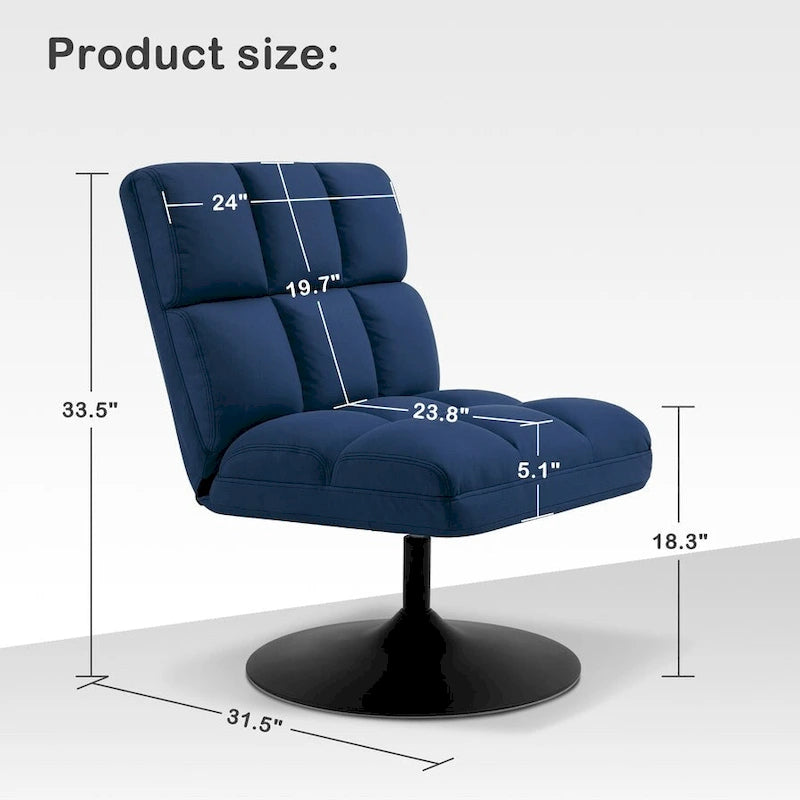 Fauteuil d'appoint pivotant à 360°, fauteuil de salon sans accoudoirs rembourré en tissu Leathaire, structure en acier