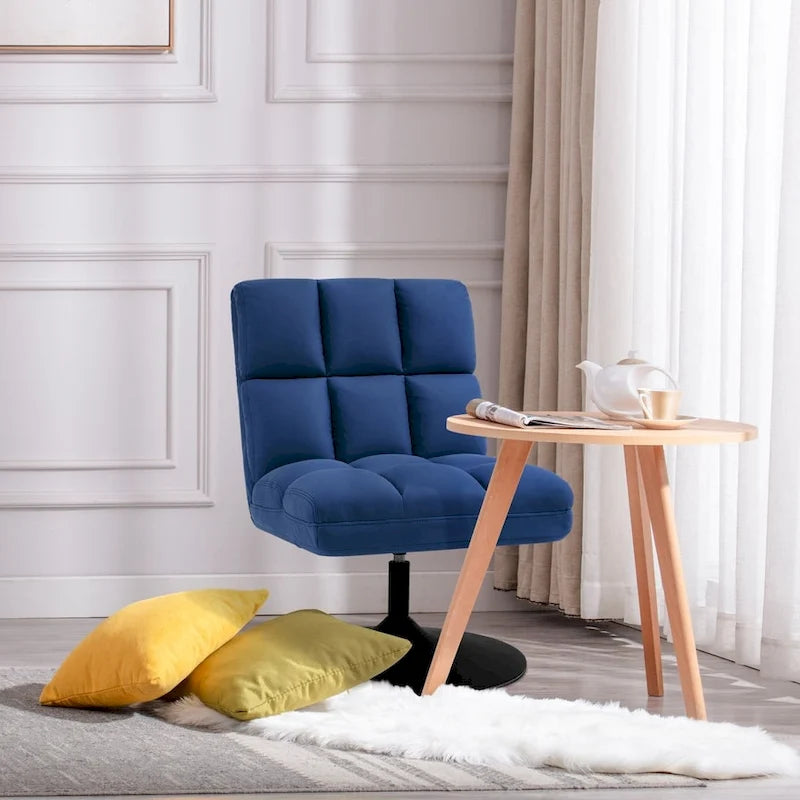 Fauteuil d'appoint pivotant à 360°, fauteuil de salon sans accoudoirs rembourré en tissu Leathaire, structure en acier