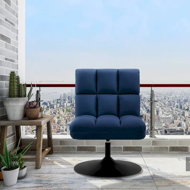 Fauteuil d'appoint pivotant à 360°, fauteuil de salon sans accoudoirs rembourré en tissu Leathaire, structure en acier