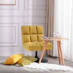 Fauteuil d'appoint pivotant à 360°, fauteuil de salon sans accoudoirs rembourré en tissu Leathaire, structure en acier