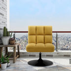 Fauteuil d'appoint pivotant à 360°, fauteuil de salon sans accoudoirs rembourré en tissu Leathaire, structure en acier