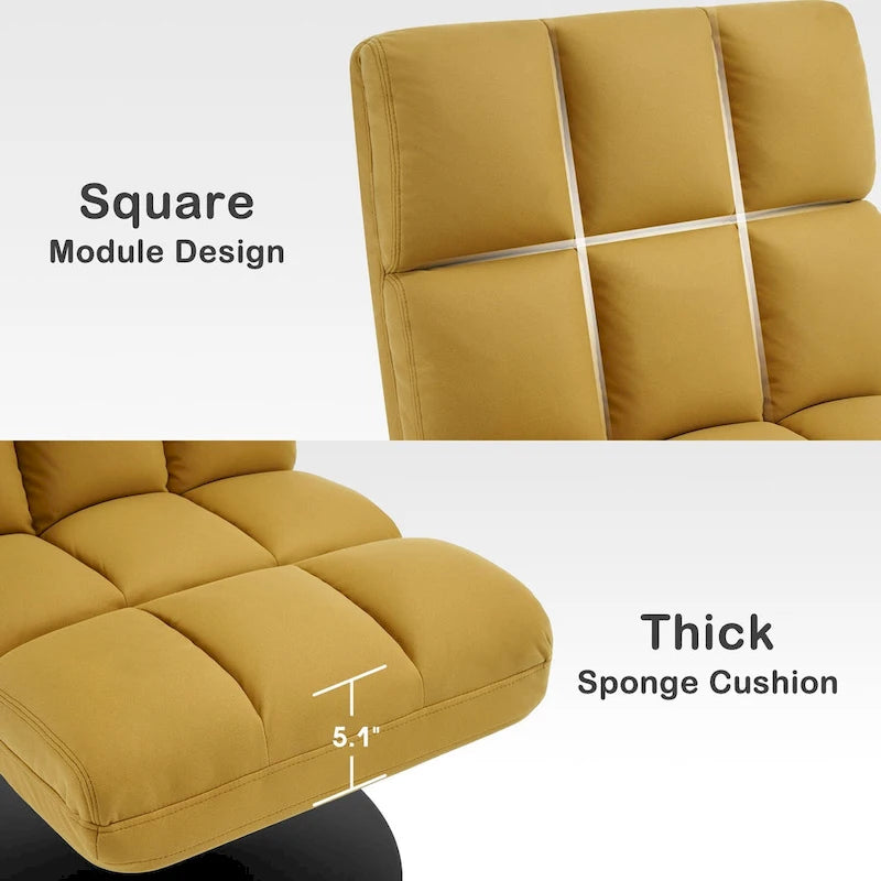 Fauteuil d'appoint pivotant à 360°, fauteuil de salon sans accoudoirs rembourré en tissu Leathaire, structure en acier