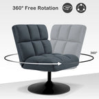 Fauteuil d'appoint pivotant à 360°, fauteuil de salon sans accoudoirs rembourré en tissu Leathaire, structure en acier