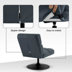 Fauteuil d'appoint pivotant à 360°, fauteuil de salon sans accoudoirs rembourré en tissu Leathaire, structure en acier