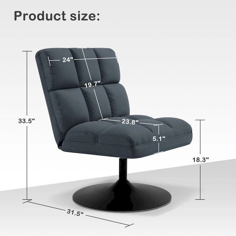 Fauteuil d'appoint pivotant à 360°, fauteuil de salon sans accoudoirs rembourré en tissu Leathaire, structure en acier