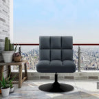 Fauteuil d'appoint pivotant à 360°, fauteuil de salon sans accoudoirs rembourré en tissu Leathaire, structure en acier
